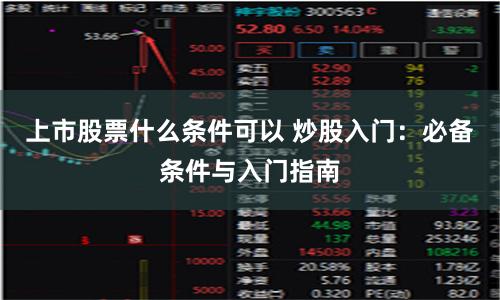 上市股票什么条件可以 炒股入门：必备条件与入门指南